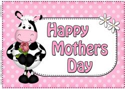 A4 Milly Moo Cow Polka Dots Mothers Day Card Topper