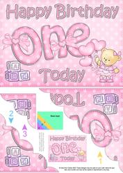 5x7 1st Birthday Teddy Scallop Corner