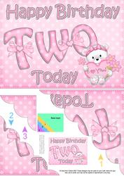 5x7 2nd Birthday Teddy Scallop Corner