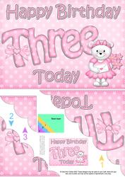 5x7 3rd Birthday Teddy Scallop Corner