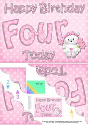 5x7 4th Birthday Teddy Scallop Corner