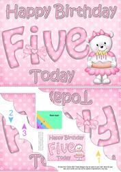 5x7 5th Birthday Teddy Scallop Corner
