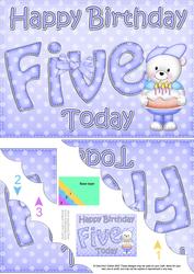 5x7 5th Birthday Teddy Scallop Corner