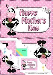 5x7 Milly Moo Cow Mothers Day Polka Dots Scallop Corner