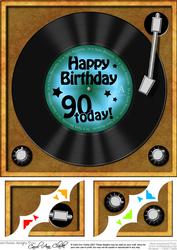 8 x 8 90th Birthday Record Scalloped Corner Topper