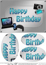 A5 Birthday Gadgets N Gizmos Oval Pyramage Topper