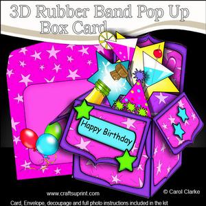 3D Let's Celebrate Rubber Band Pop Up Box Card