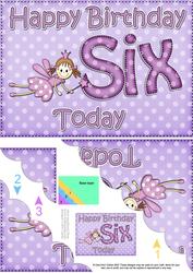 5x7 6th Birthday Fairy Scallop Corner