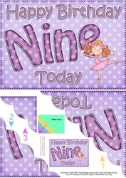 5x7 9th Birthday Girlz Betzi Ballerina Scallop Corner