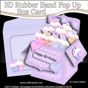 3D Cupcakes Rubber Band Pop Up Box Card