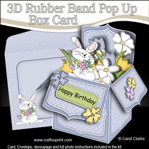 3D Little Bunny Rubber Band Pop Up Box Card