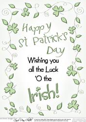 A4 St Patrick's Day Greeting in Shamrock Frame