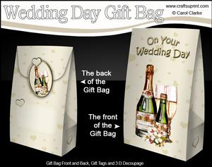 3D Wedding Day Champagne & Flowers Gift Bag Mini Kit