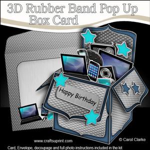 3D Gadgets & Gizmos Rubber Band Pop Up Box Card