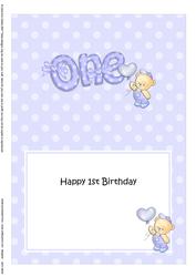 1st Birthday Teddy 5x7 Insert