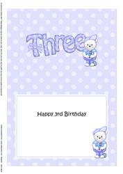3rd Birthday Teddy 5x7 Insert