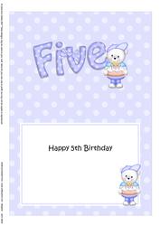 5th Birthday Teddy 5x7 Insert