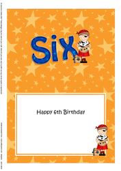 6th Birthday Boyz Joze Pirate 5x7 Insert