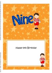 9th Birthday Boyz Bazil Footballer 5x7 Insert