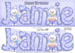Large Dl Birthday Jamie Teddies Quick Card N 3D Decoupage
