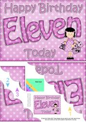 5x7 11th Birthday Girlz Suzi Scallop Corner