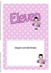 11th Birthday Girlz Suzi 5x7 Insert