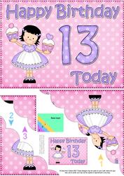 5x7 13th Birthday Girlz Suzi Scallop Corner