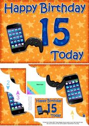 5x7 15th Birthday Gadgets & Gizmos Scallop Corner