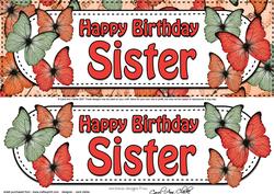 Large Dl Birthday Sister Butterflies 3D Decoupage