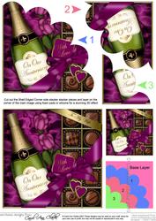 Wife Anniversary Champers Chocs & Roses Shell Edged