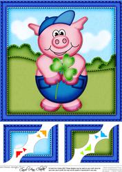 8 x 8 Ziggy Piggy's Good Luck Clover Scalloped Corner Topper