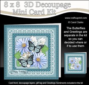 8 x 8 Flowers Butterflies & Lace 3D Decoupage Mini Kit