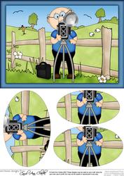A5 Old Man Bert the Photographer Oval Pyramage Topper