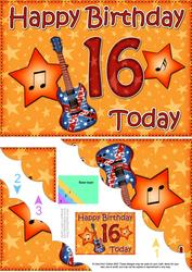 5x7 16th Birthday Guitar Scallop Corner