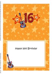 16th Birthday Guitar 5x7 Insert