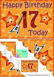 5x7 17th Birthday Guitar Scallop Corner