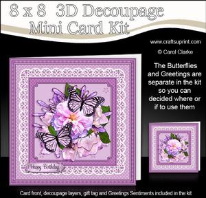 8 x 8 Flowers Butterflies & Lace 3D Decoupage Mini Kit