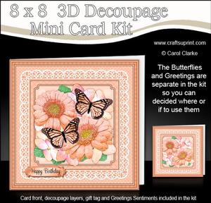 8 x 8 Flowers Butterflies & Lace 3D Decoupage Mini Kit