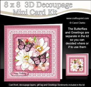 8 x 8 Flowers Butterflies & Lace 3D Decoupage Mini Kit