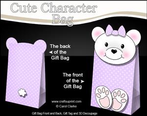 3D Little Teddy Cute Character Gift Bag Mini Kit