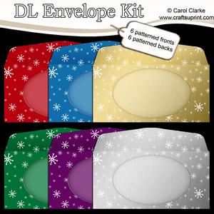 6 Dl Xmas Bright Snowflakes Envelope Kit