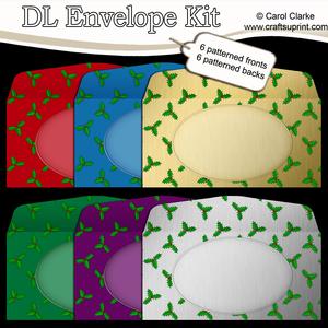 6 Dl Xmas Bright Holly Envelope Kit