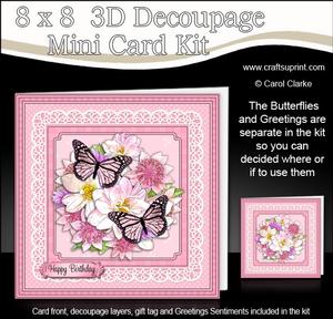 8 x 8 Flowers Butterflies & Lace 3D Decoupage Mini Kit
