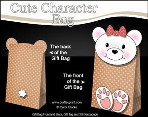 3D Little Teddy Cute Character Gift Bag Mini Kit