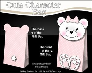 3D Little Teddy Cute Character Gift Bag Mini Kit