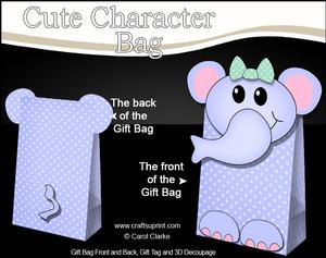 3D Lola Elephant Cute Character Gift Bag Mini Kit