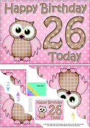 5x7 26th Birthday Hoot Owl Scallop Corner