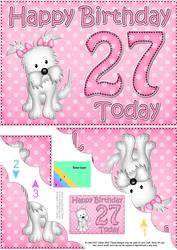 5x7 27th Birthday Jess Westie Dog Scallop Corner