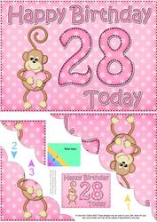 5x7 28th Birthday Chunky Monkey Scallop Corner