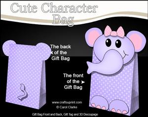 3D Lola Elephant Cute Character Gift Bag Mini Kit